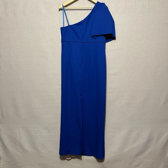 NWT Mac Duggal Fabulouss Ruffle One Sleeve Tea Length Dress - size 14W - Picture 5 of 9